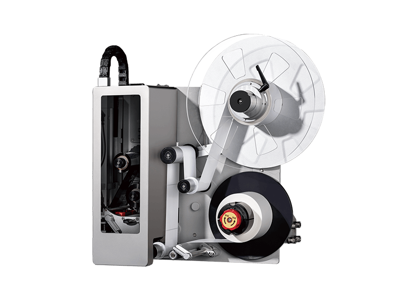 Close-up of the PA4 Aplikator za ispis i nanošenje etiketa in action.